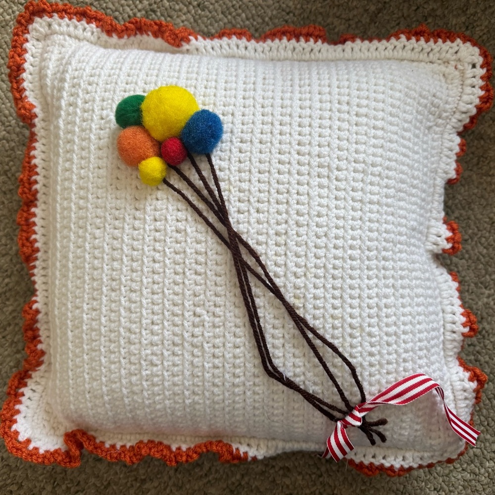 Handmade Crochet Accent Pillow Balloons NEW